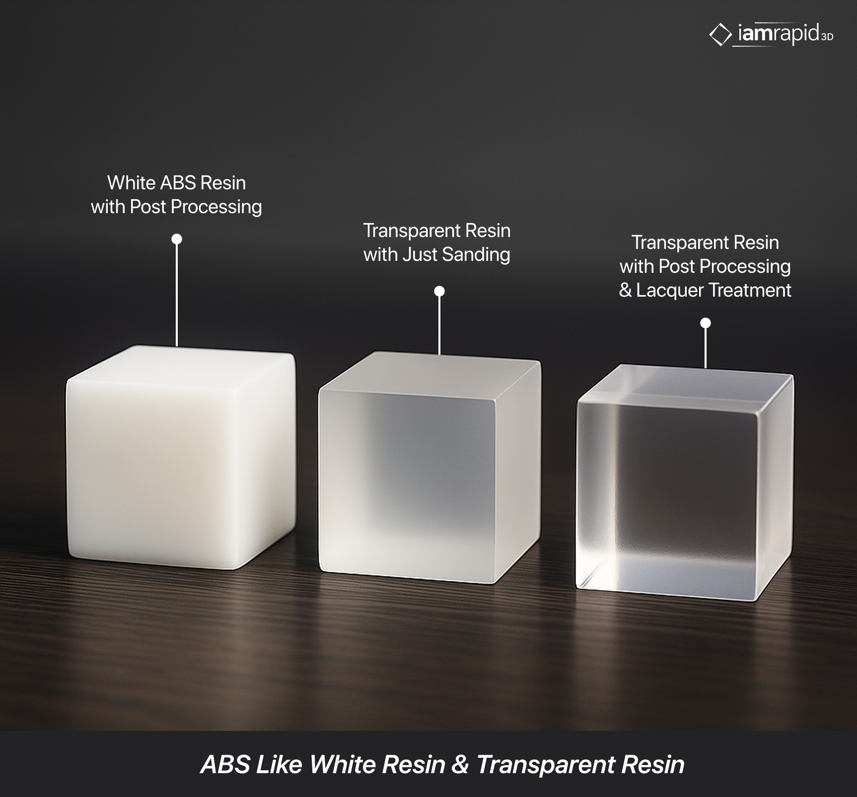 ABS-Like White Resin and Transparent Resin SLA 3D printed parts side by side